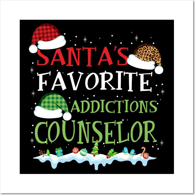 Santa's Favorite Addictions Counselor Funny Christmas Gift Wall Art by caydennelders